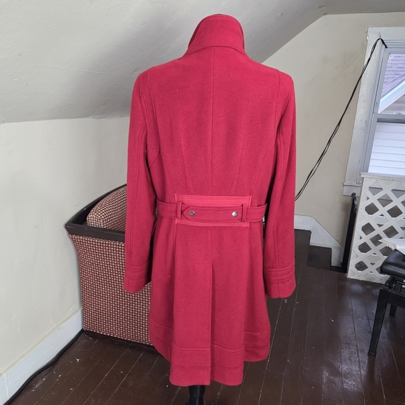 VTG Oscar de la Renta Red Wool Cashmere Coat Size 14  Belted Collar Detail - Picture 4 of 16